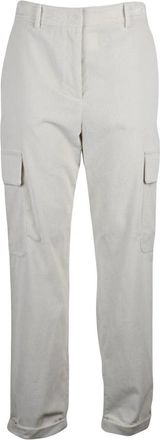 Eleventy Cargo Corduroy Broek - Dames - Straight fit broeken - Wit - L - Katoen - Broeken