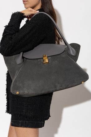 Balmain Leather Bag, Womens, Grey