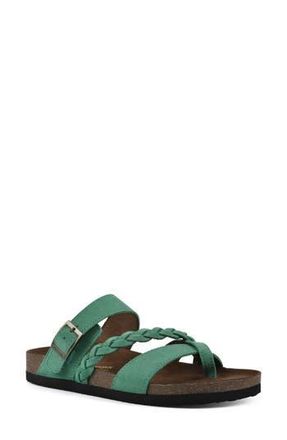 White Mountain Hazy Leather Footbed Sandal in Classic Green/Suede at Nordstrom Rack, Size 10