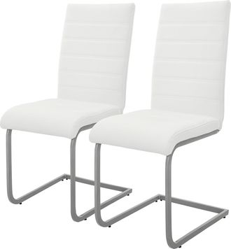 ML Design Set De 2 Sillas De Comedor, Tapizadas De Pu Imitaci&oacute;n De Cuero Blanco, Respaldo Alto Asiento Dise&ntilde;o Cantilever Para Comedor, Sal&oacute;n O Cocina, Silla Erg
