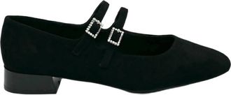 Ex&eacute; Womens Rosy Suede Mary Jane Flats In Black