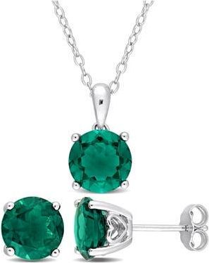 Delmar Lab Grown Emerald Earrings & Necklace Set in Green at Nordstrom Rack