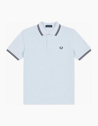 Fred Perry Mens Fred Perry Twin Tipped Polo Shirt Light Ice/Anchor Grey/Anchor Grey - Blue - Size: 44