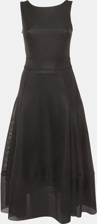 Maje Black Mesh Flared Raining Midi Dress