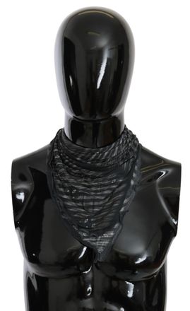 Costume National Vrouwen Zwart Grijze Viscose Foulard Gemerkte Sjaal