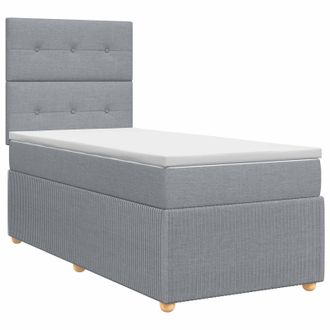 vidaXL Cama Box Spring Con Colch&oacute;n Gris Claro Individual Tela Vidaxl