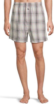 Tommy Bahama Woven Boxer Mens Underwear Cream Plaid : 2XL (44-46 Waist), Cotton