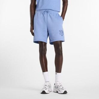 New Balance Uomo Reimagined Fleece Short 7 in Blu, Taglia XL