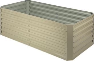 Blumfeldt Blumfeldt High Grow Straight Jardinera De Suelo Elevado 180 X 60 X 90 Cm 970 L Acero Galvanizado Beige