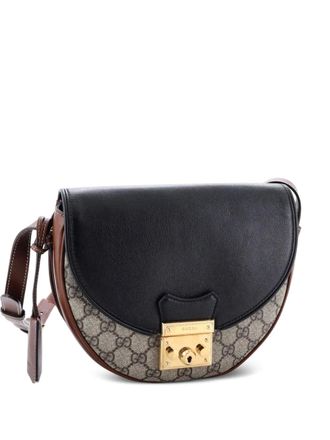 Gucci Padlock Saddle Shoulder Bag GG Coated Canvas and Leather Small crossbody bag - Brown
