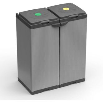 Stark Mobile Pattumiera Raccolta Differenziata Con Doppia Apertura - 80/110 Lt - 68x39,5x85 Cm