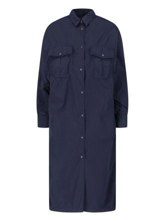 Aspesi Blue Long Waterproof Classic Collar Jacket