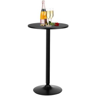 Costway Round Bar Table Counter Bistro Pub Tables with Fixed Tabletop and Stable Base