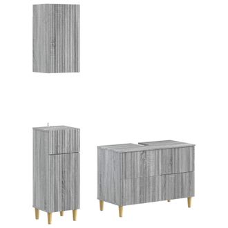 vidaXL Juego De Armarios De Ba&ntilde;o De 3 Piezas Arnhem Sonoma Gris Vidaxl