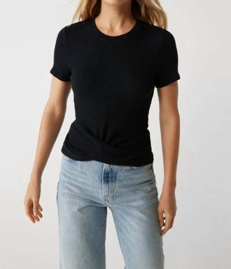 Michael Stars Stella Twist - Front Crinkle Tee In Black