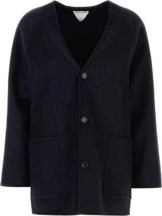 Bottega Veneta Blue Collarless Coat
