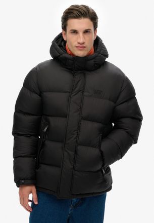 Superdry Steppjacke SUPERDRY HOODED TECH PADDED JKT, Herren, Gr. L, schwarz, Web, Obermaterial: 100% Nylon, unifarben, loose fit, Jacken Steppjacke