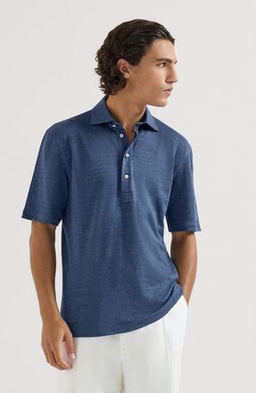 Brunello Cucinelli Jersey polo shirt in Denim at Nordstrom, Size Xxx-Large Eu