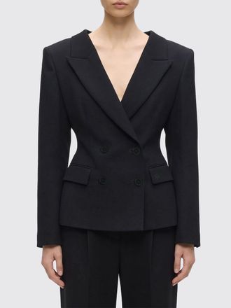 Karl Lagerfeld Double-Breasted Wool-Blend Blazer with Oversized Shoulders