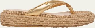 Gianvito Rossi Metallic Raffia Thong Platform Sandals