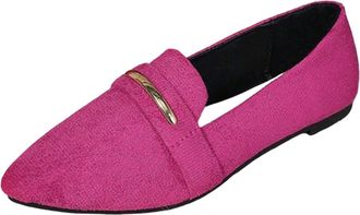 Generic Loafers for Women Slip On Casual Walking Shoes Pointed Toe Solid Color Classic Lightweight Faux Suede Comfortable Dressy Shoes Work Shopping Hot Pink
