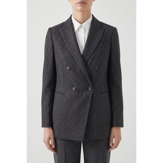 Brunello Cucinelli Dark Grey Double Breasted Blazer, Brand Size 42 (US Size 8)
