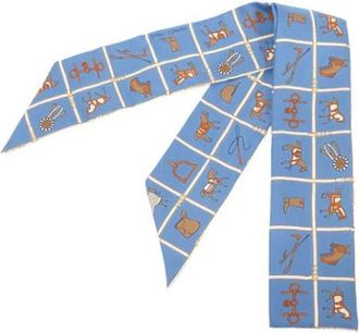 Herm&egrave;s Pre-owned Scarves, female, Blue, Size: ONE SIZE Pre-owned The Couvertures Et Tenues De Jour Twilly Scarf