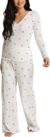 Hunkem&ouml;ller Pointelle Pyjama Set in White Mistletoe at Nordstrom, Size Medium