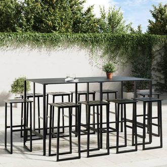 Berkfield Home 11 Piece Garden Bar Set Black Powder-coated Steel