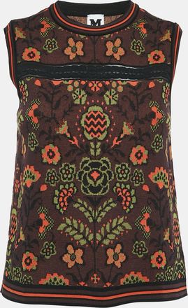 M Missoni Burgundy/multicolor Patterned Cotton Knit Sleeveless Top