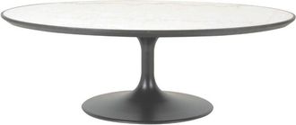 Signature Mesa de centro ovalada de mármol blanco