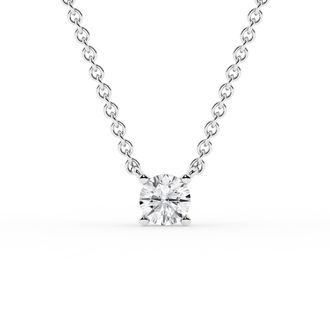 Grown Brilliance 1/4 Carat Round Lab Grown Diamond Necklace in 10K White Gold, 18 Cable Chain, Lobster Clasp, G Color, SI Clarity