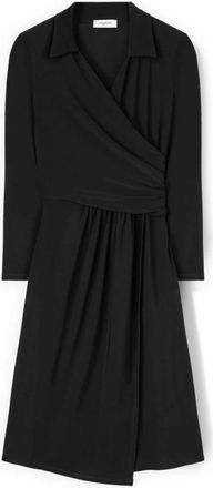 Motivi Gedrapeerde jersey jurk - Dames - Korte kleedjes - Zwart - XS - Polyester - Kleedjes