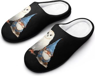 Generic Owl And A Gnome Funny Mens Cotton Slippers Soft Non-Slip Rubber Sole House Slipper Indoor Outdoor