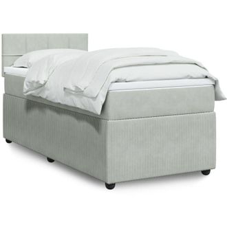 vidaXL Cama Box Spring Con Colch&oacute;n Terciopelo Gris Claro 100x200 Cm Vidaxl