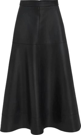 Karl Lagerfeld Midi Rok van Kunstleer - Dames - Midirokken - Zwart - M - Leer - Rokken