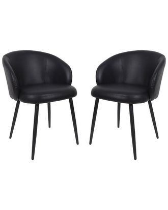 Manhattan Comfort Set Of 2 Looma Metal Vegan Leather Side Chairs