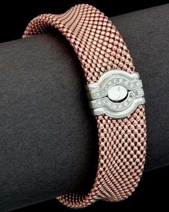 Meshmerise 18K Over Silver 0.20 Ct. Tw. Diamond Buckle Bangle