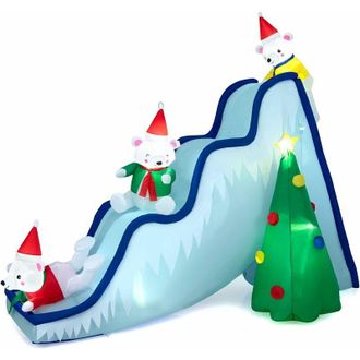 Costway Costway Oso Polar Inflable De 200 Cm, Decoraci&oacute;n Navide&ntilde;a Con Luces Led Y Clavijas En El Suelo, Inflable Port&aacute;til Para Uso En Interiores Y Exteriores,