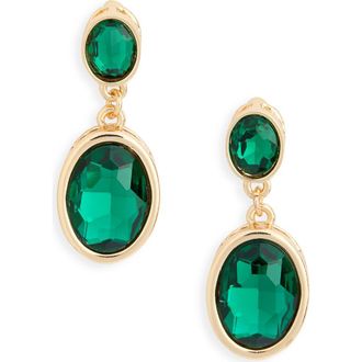Nordstrom Rack Bezel Set Crystal Drop Earrings in Emerald- Gold at Nordstrom Rack