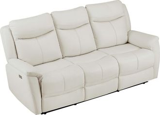 Vente-Unique Sof&aacute; relax el&eacute;ctrico de 3 plazas de cuero de vaca blanco NOMAJO