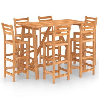vidaXL Mesa Y Sillas De Bar Para Jard&iacute;n 7 Pzas Madera Maciza De Acacia Vidaxl