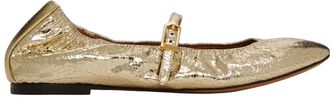 Lanvin Cracked Metallic Leather Ballet Flat - Gold