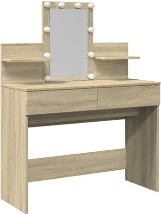 vidaXL Dressing Table with led Sonoma Oak 100x40x130 cm Vidaxl