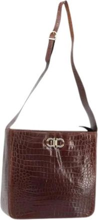 Ferragamo Pre-owned Leren Schoudertas - Dames - Vintage Schoudertas - Bruin - ONE Size - Leer - Vintage