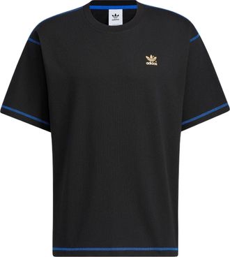 adidas originals 50th Annv Gfx T Small Logo Printing Stripe Loose Pullover Round Neck Short Sleeve Black T-Shirt HY4685