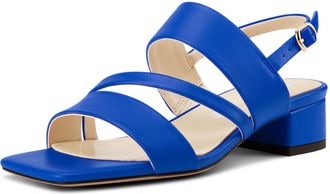 Castamere Womens Slingback Low Chunky Block Heel Peep Open Square Toe Dress Sandals Casual Office Summer Shoes 3.5 CM Heels Royal Blue 6.5 UK