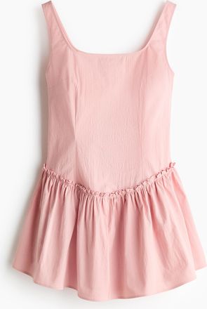 H&M Cr&ecirc;pe-Kleid mit ausgestelltem Jupe - Hellrosa