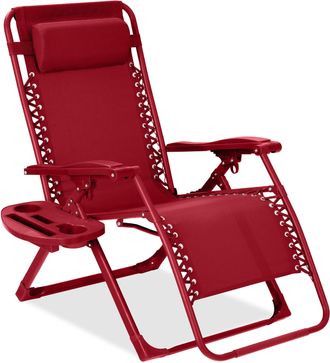 Best Choice Products Monochromatic Zero Gravity Chair, Folding Patio Recliner w/Side Tray, Headrest