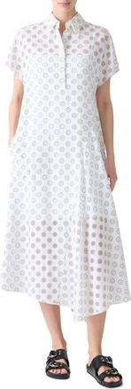 Akris Polka Dot Organza Midi Shirtdress in Cream-Black at Nordstrom, Size 10